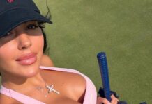 Cristiano Ronaldos fästmö Georgina Rodriguez poserar i ”olämplig” golfklädsel
