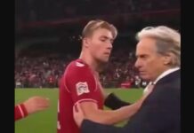 Rasmus Hojlunds möte med Jorge Jesus efter matchen mellan Portugal och Danmark blir viralt